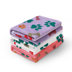 Luciphia pack de 3 couvertures peluche motif patte-os, protection douce pour animaux.