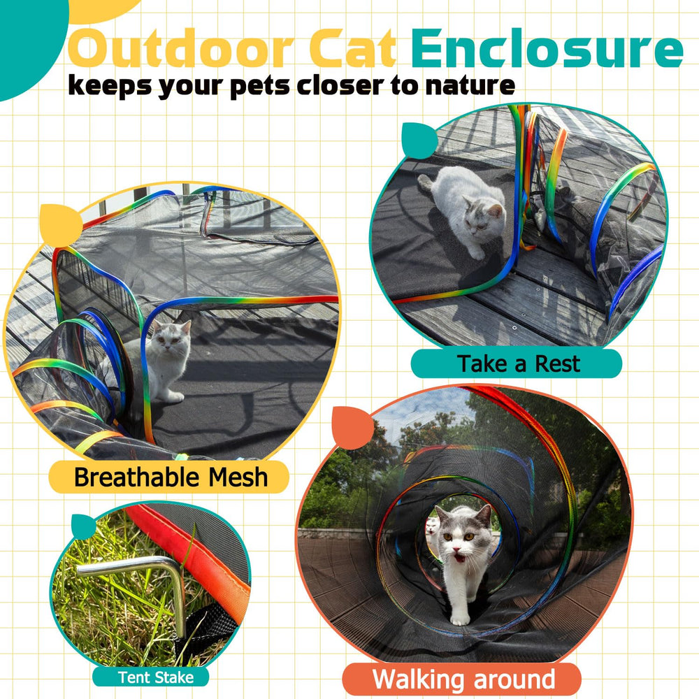 LUCKITTY Catio portátil: malla 210D y tela Oxford para durabilidad.