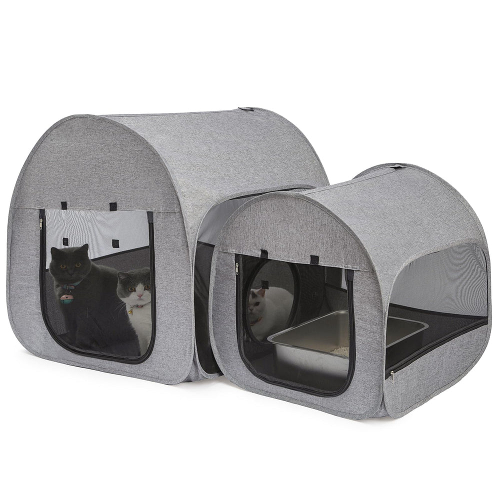 LUCKITTY, corral para gatos desplegado, ideal para convivencia de varias mascotas.