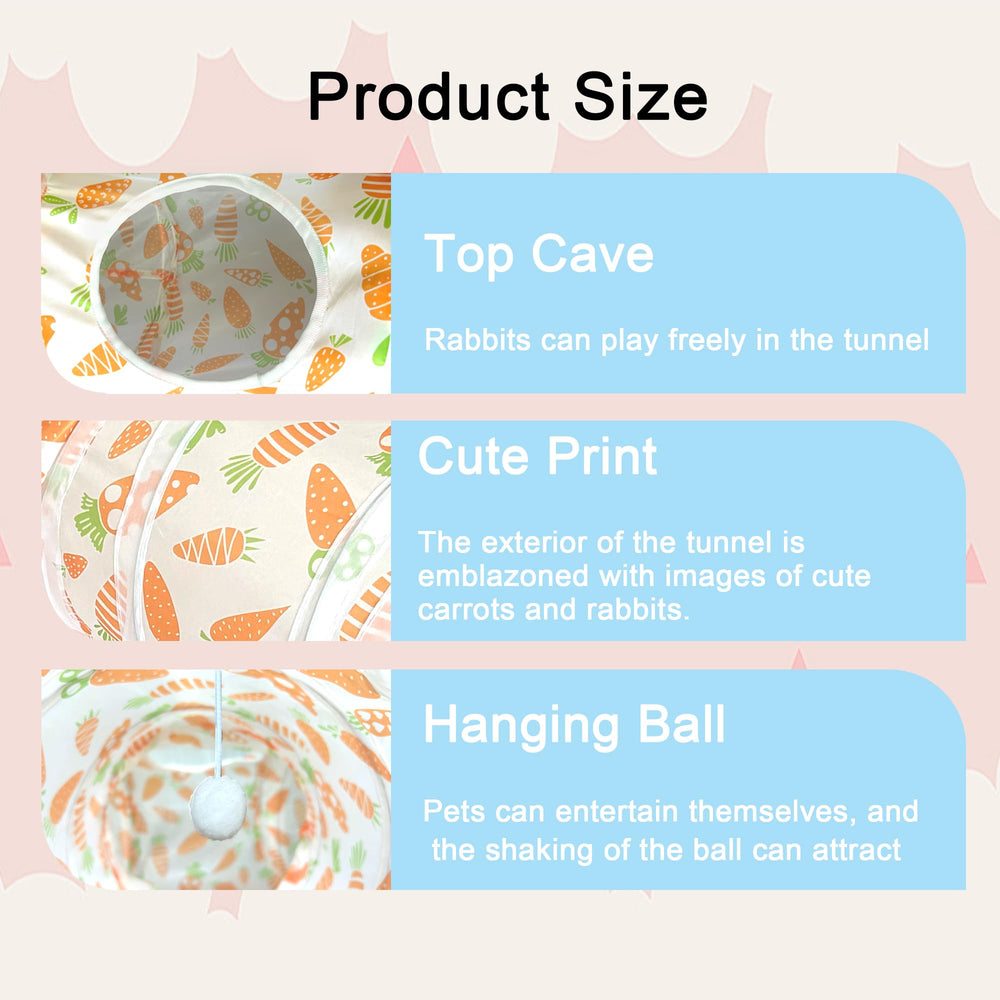 LUCKITTY túnel de zanahoria, diseño vibrante para entretenimiento y descanso de mascotas.