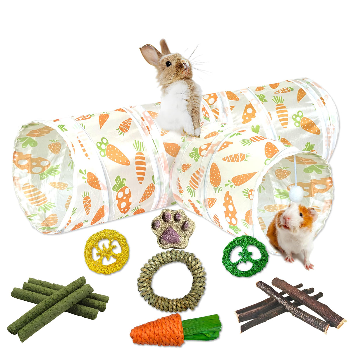 LUCKITTY túnel de conejo con diseño de zanahoria, ideal para explorar y refugio.