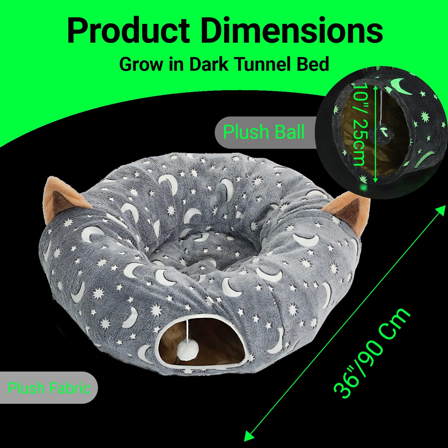 LUCKITTY tunel cama gato tejido suave: confort duradero para horas de juego.