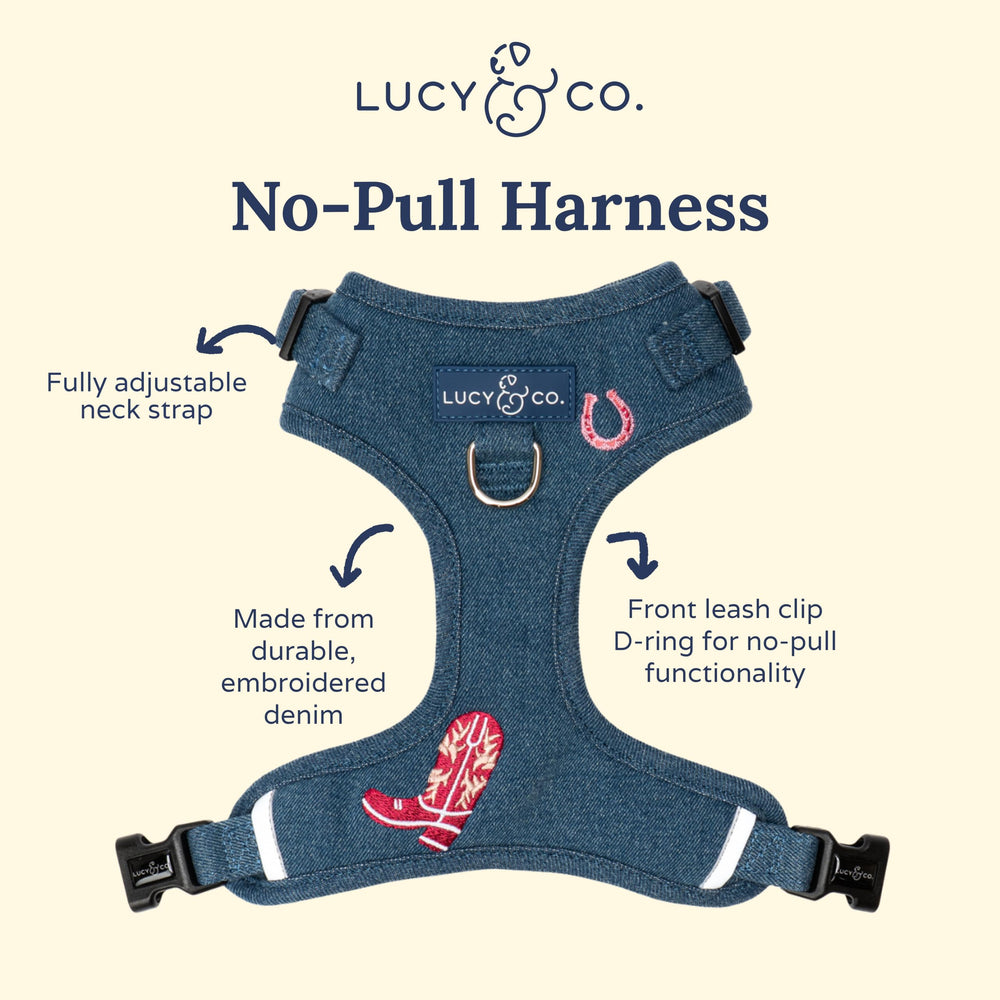 Arnés Lucy & Co tejido vaquero talla mediana para perros medianos.