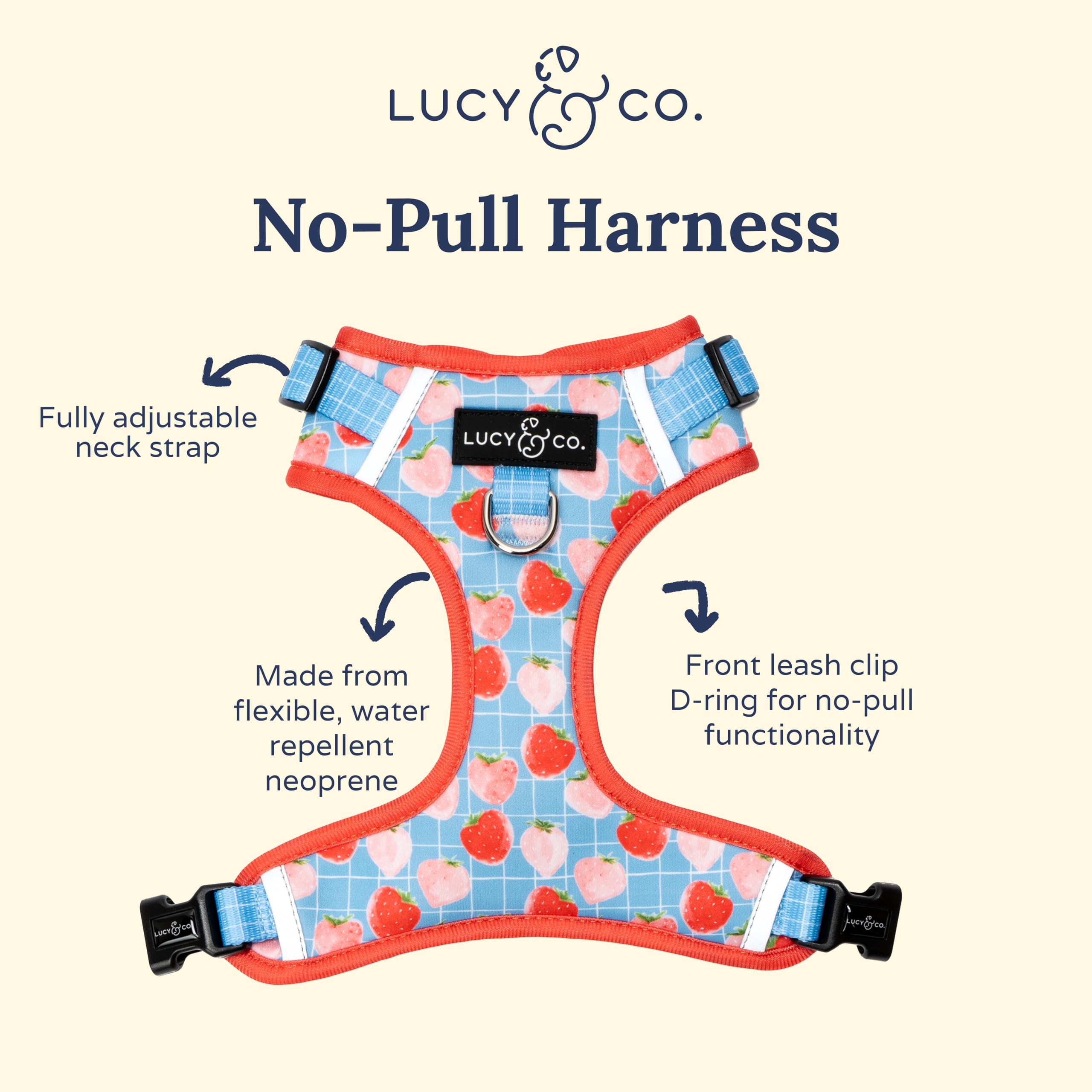 Arnés Lucy & Co: clip trasero para mayor estabilidad y apoyo al caminar.