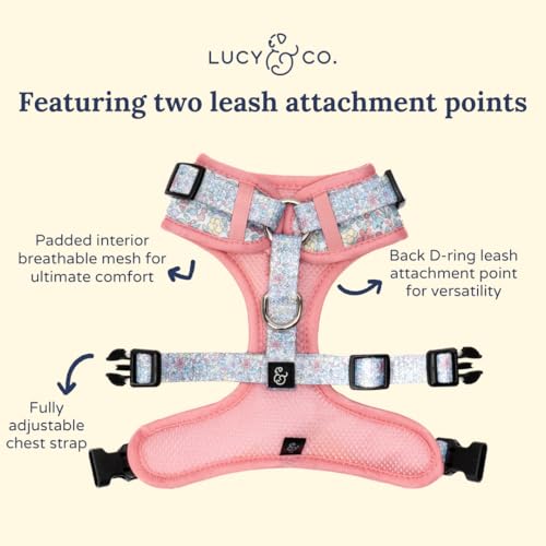 Lucy y Co. Ditsy Daydream: clip frontal ajustable para control suave de la mascota.