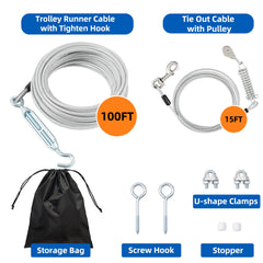LUFFWELL corredor de perro 15pies cable de extensión para zonas seguras.