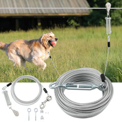 LUFFWELL corredor de perro 100pies cable principal para patio, libertad controlada.