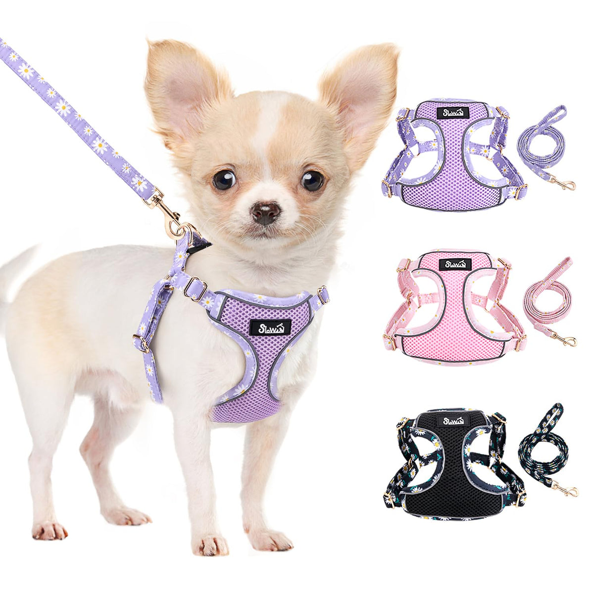 Arnés Lukovee para cachorro ultraligero morado, ideal para paseos ligeros.