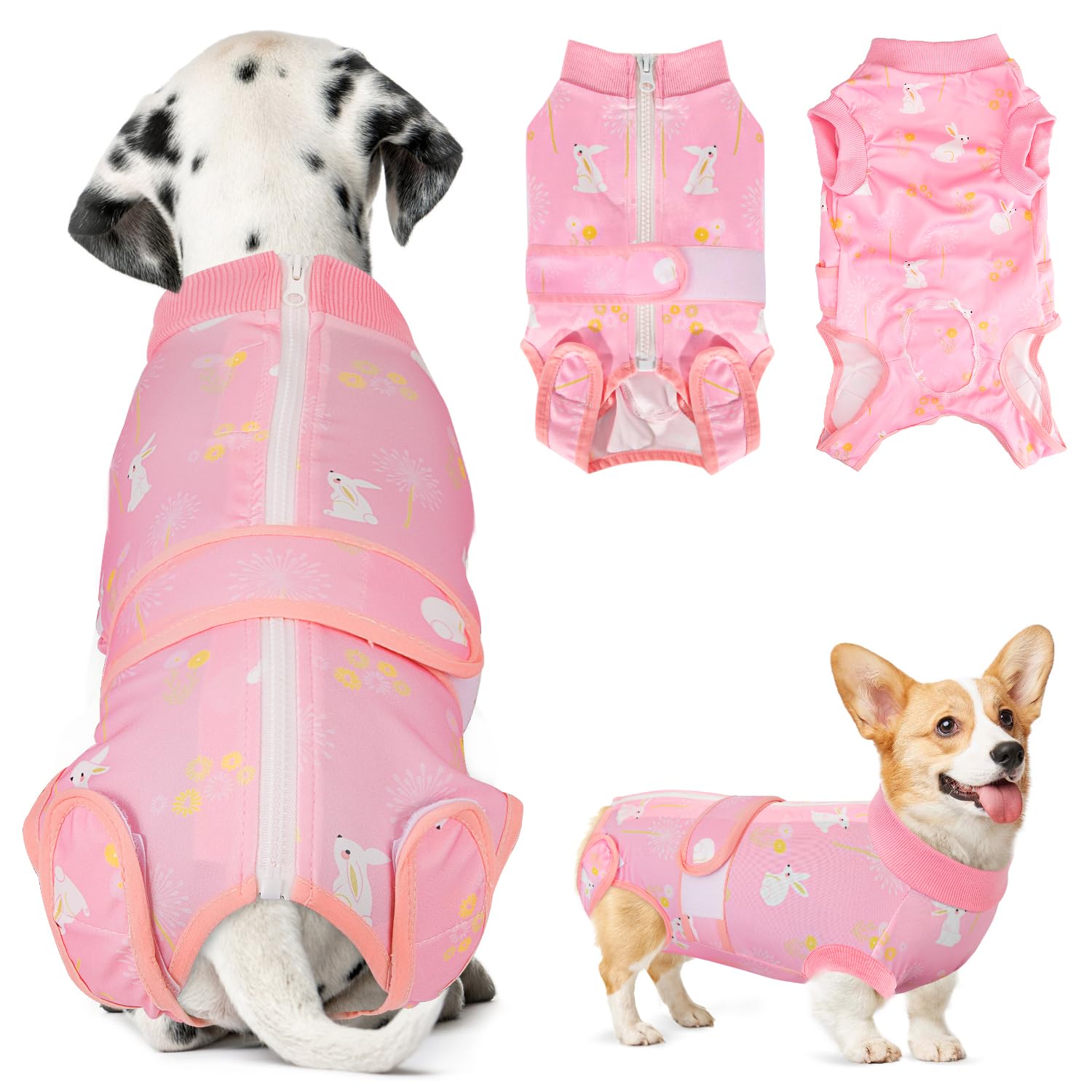 Lukovee Recovery Suit para perro con cremallera trasera facilita ponérselo y protege la herida.