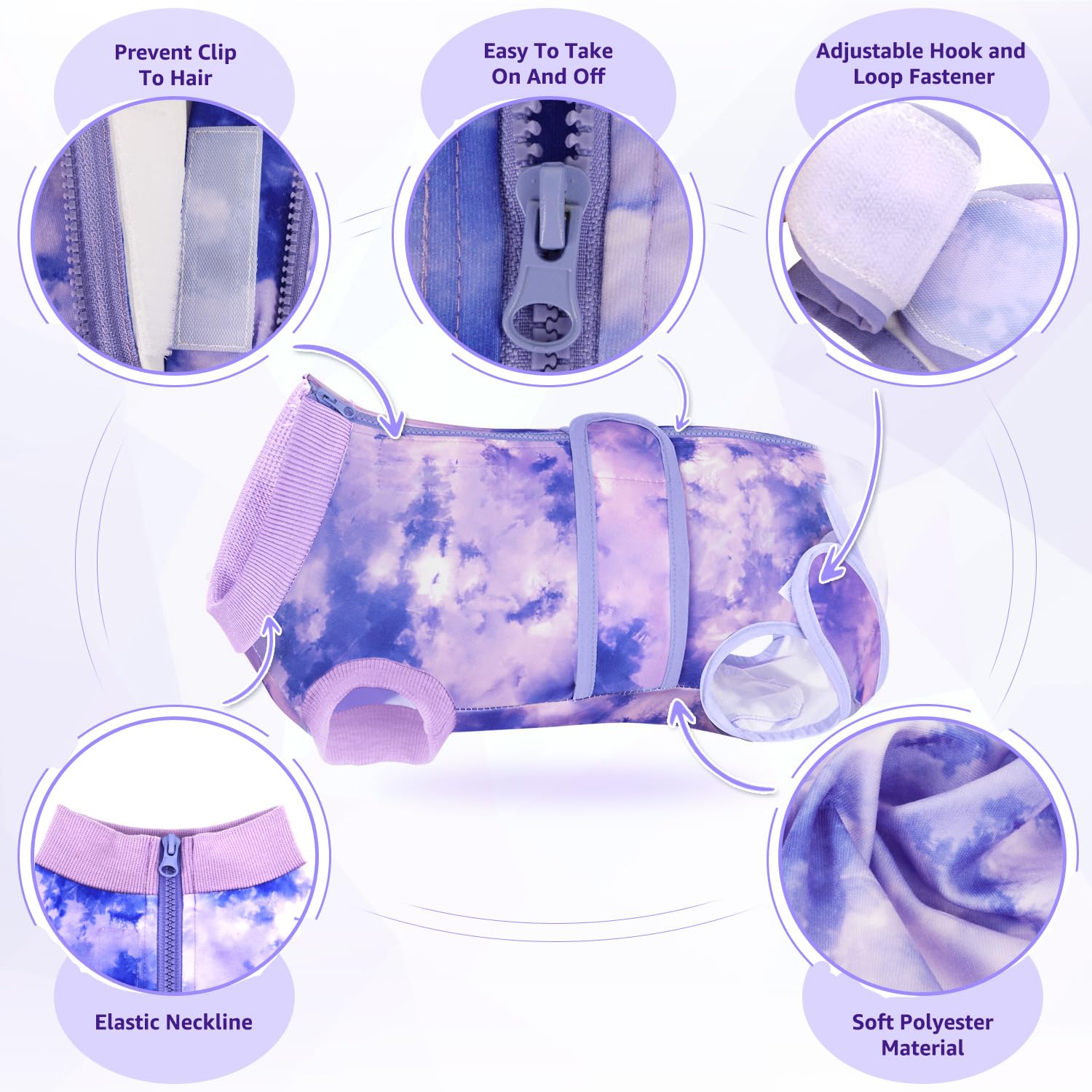Lukovee Recovery Suit para perros, cinta mágica trasera para ajustes
