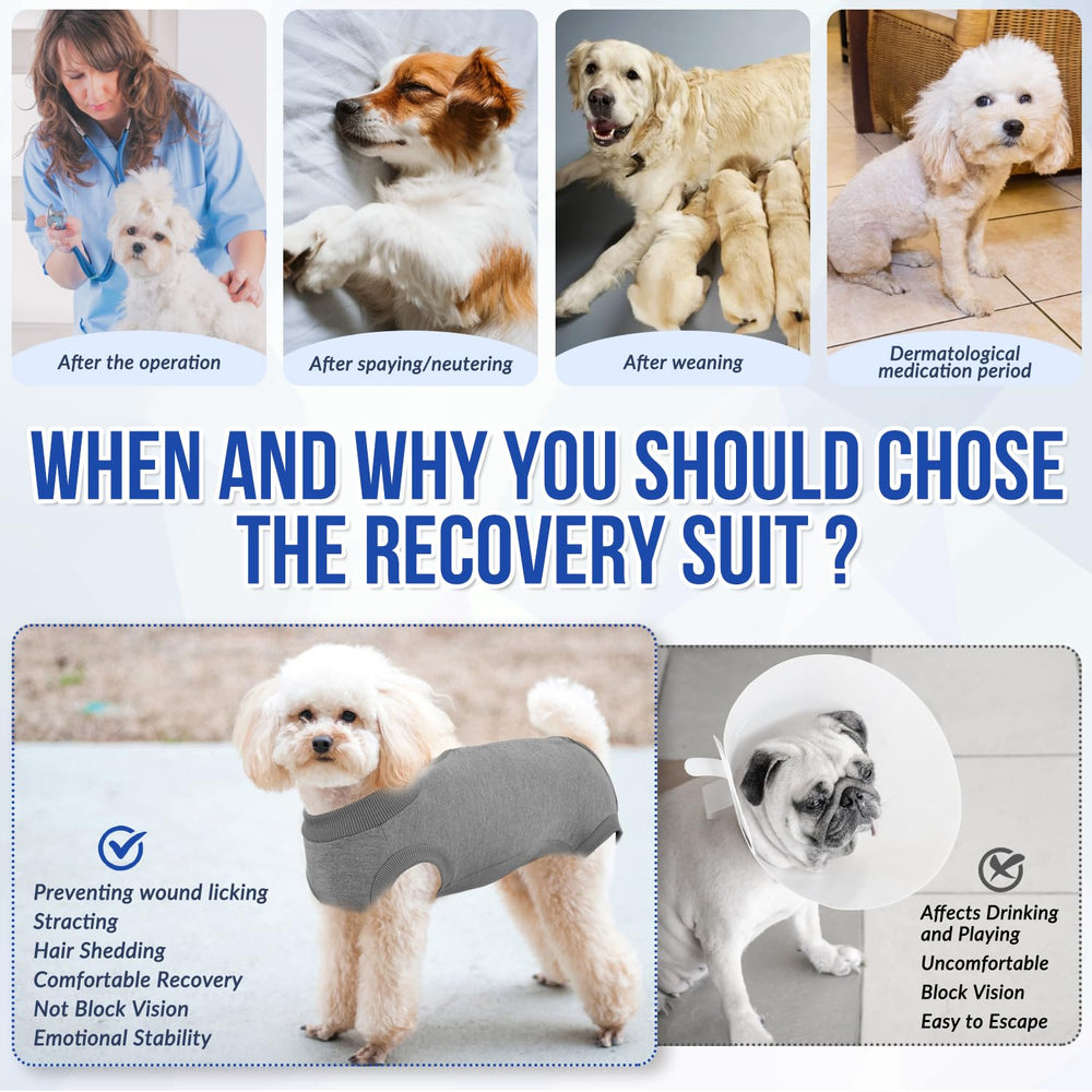 Lukovee traje recuperación para perros, tejido suave 95% algodón y 5% elastano.