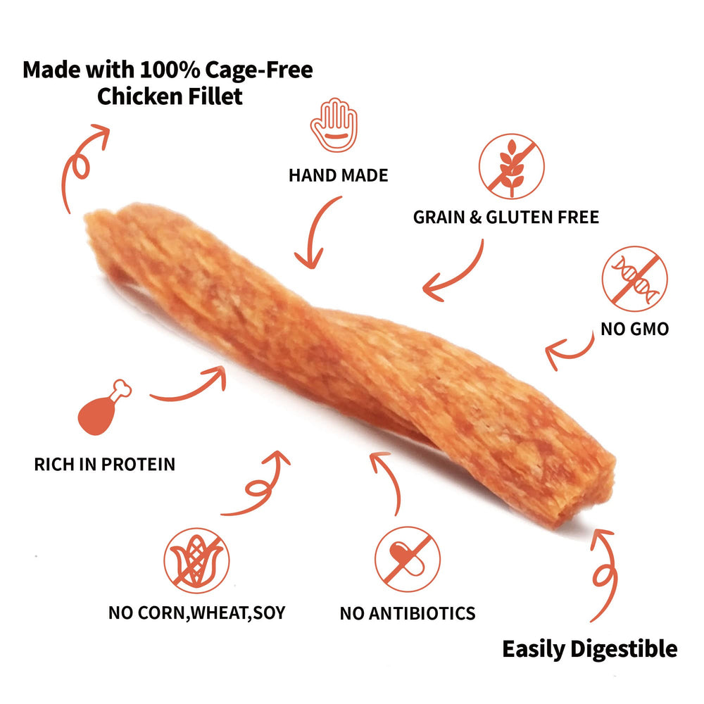 LuvChew sticks torsadés au poulet, protéines élevées et faible Gras