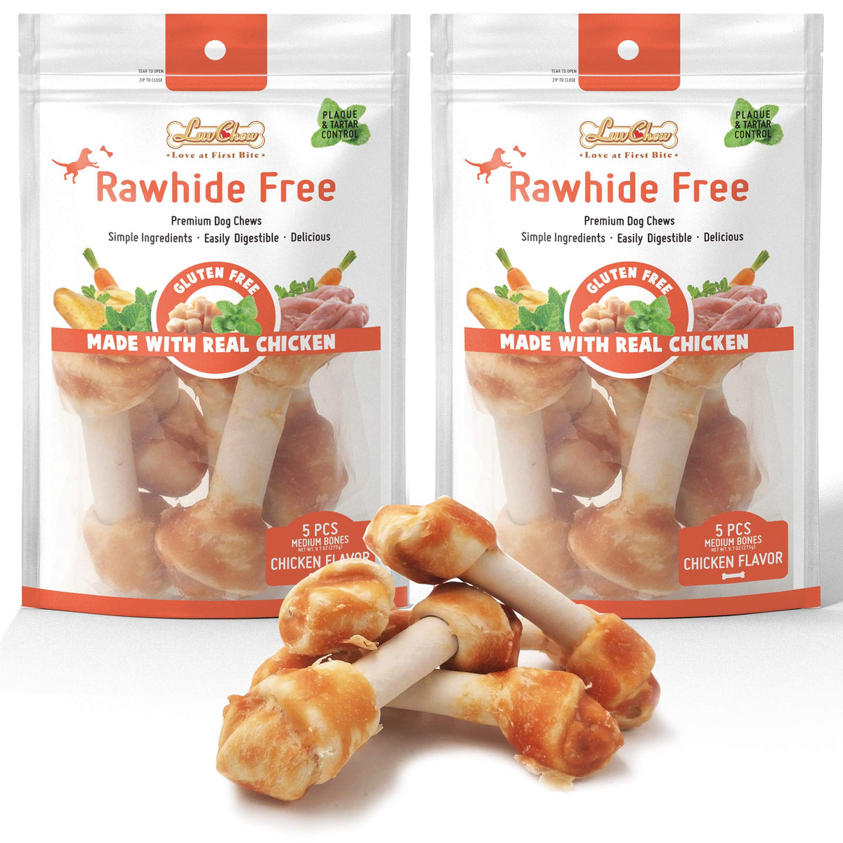 LuvChew Premium con pollo real, hueso para perros, ideal para sabor y proteína
