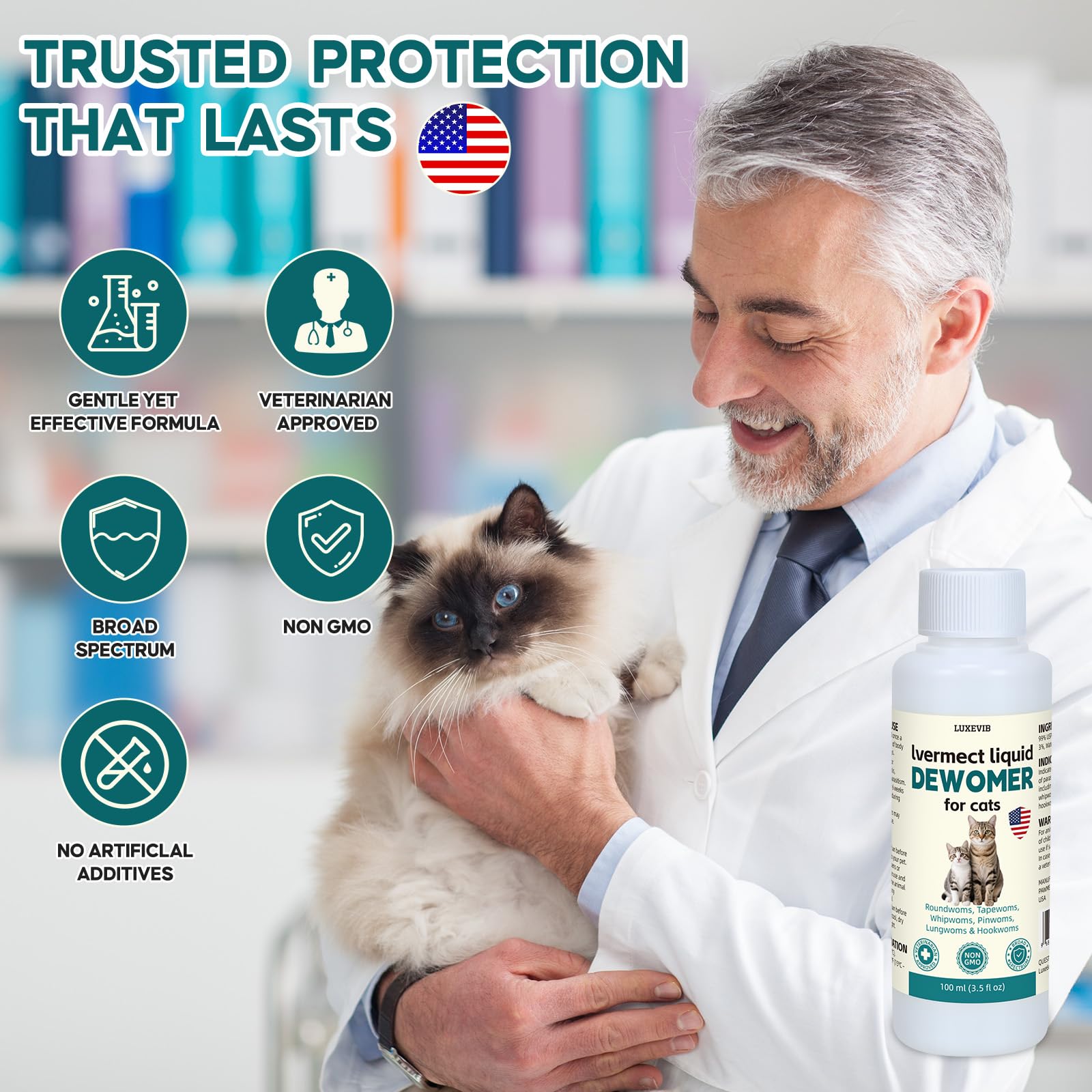 LuxeVib Desparasitante para gatos, mezclar con comida para facilitar administración