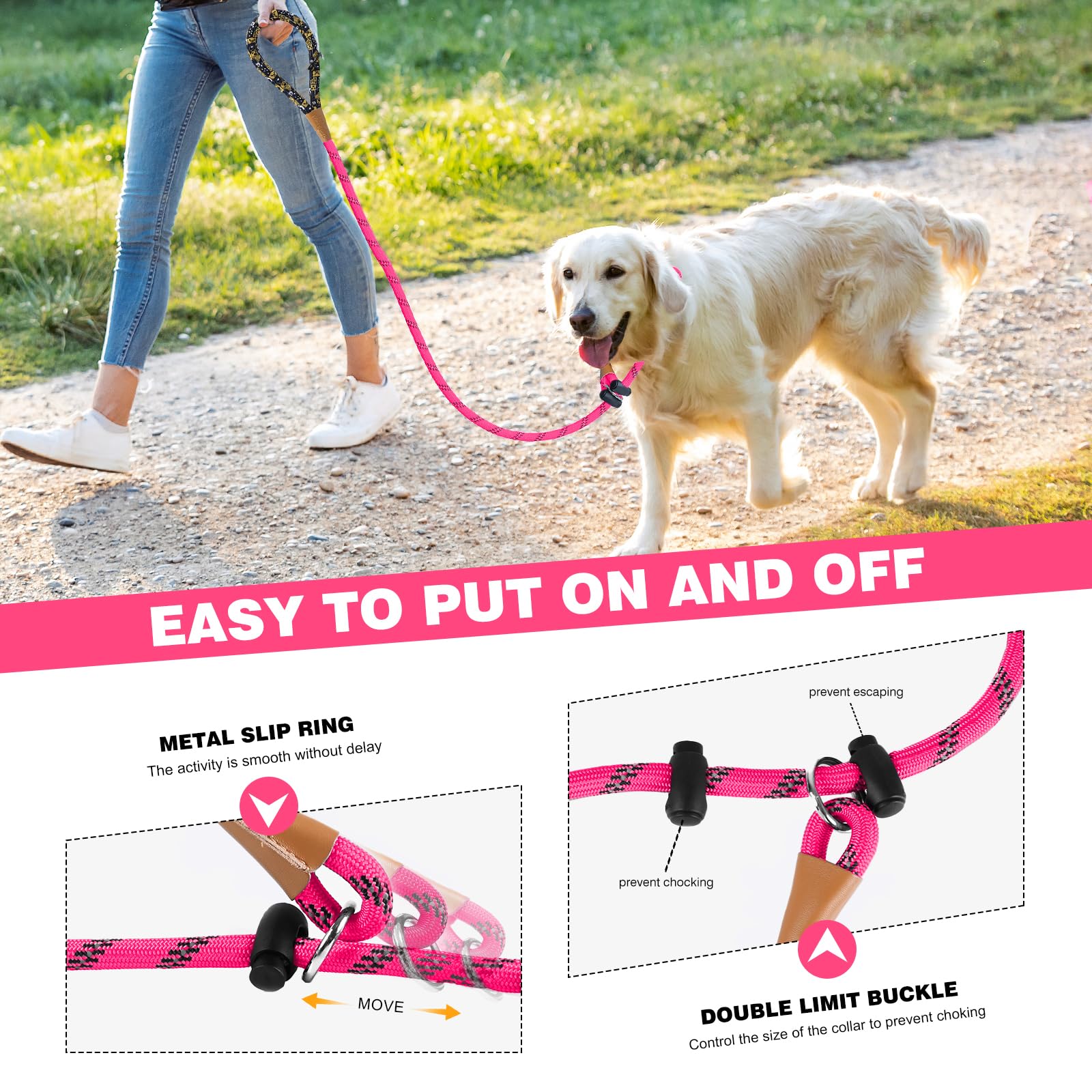 Lynxking Slip Lead: nudos cubiertos con cuero para mayor resistencia.