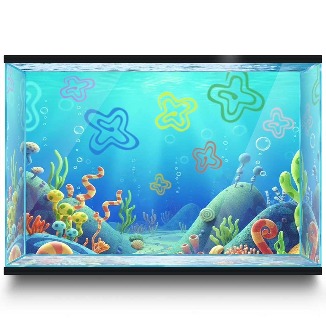 LYYAB fondo acuario con escena submarina en estilo caricatura, instalación rápida.
