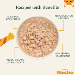 Made by Nacho: gato disfrutando comida húmeda de ternera sabrosa