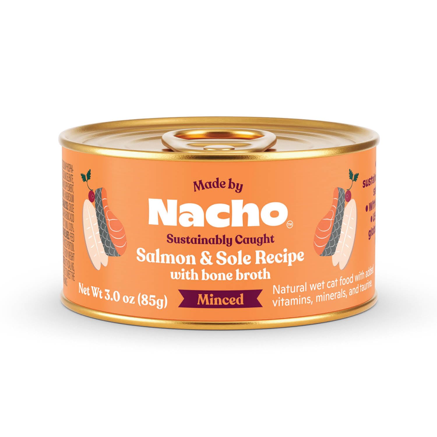 Made by Nacho salmón-lenguado paté en lata, textura cremosa para gatos.