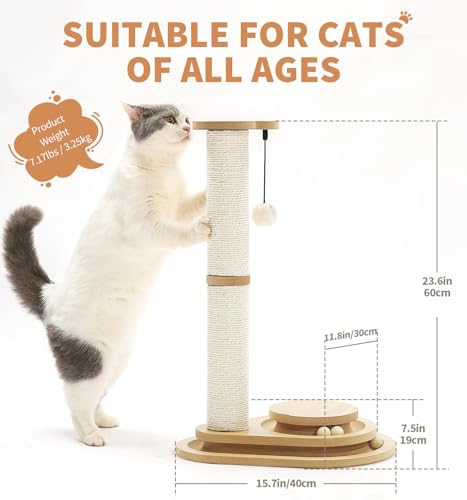 MADE4PETS altura-23-4-pulgadas ofrece poste estable para gatos medianos