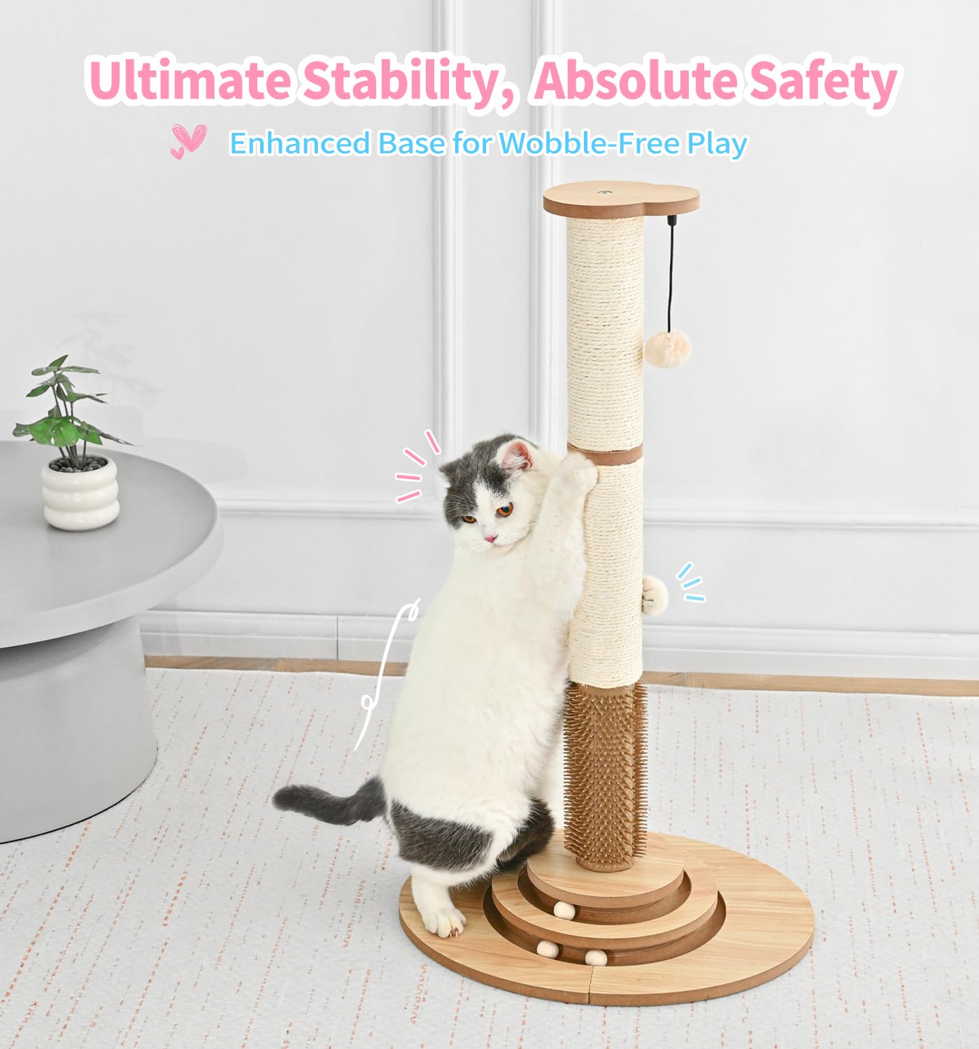 Made4Pets base firme antideslizante mantiene la estructura estable durante juego.
