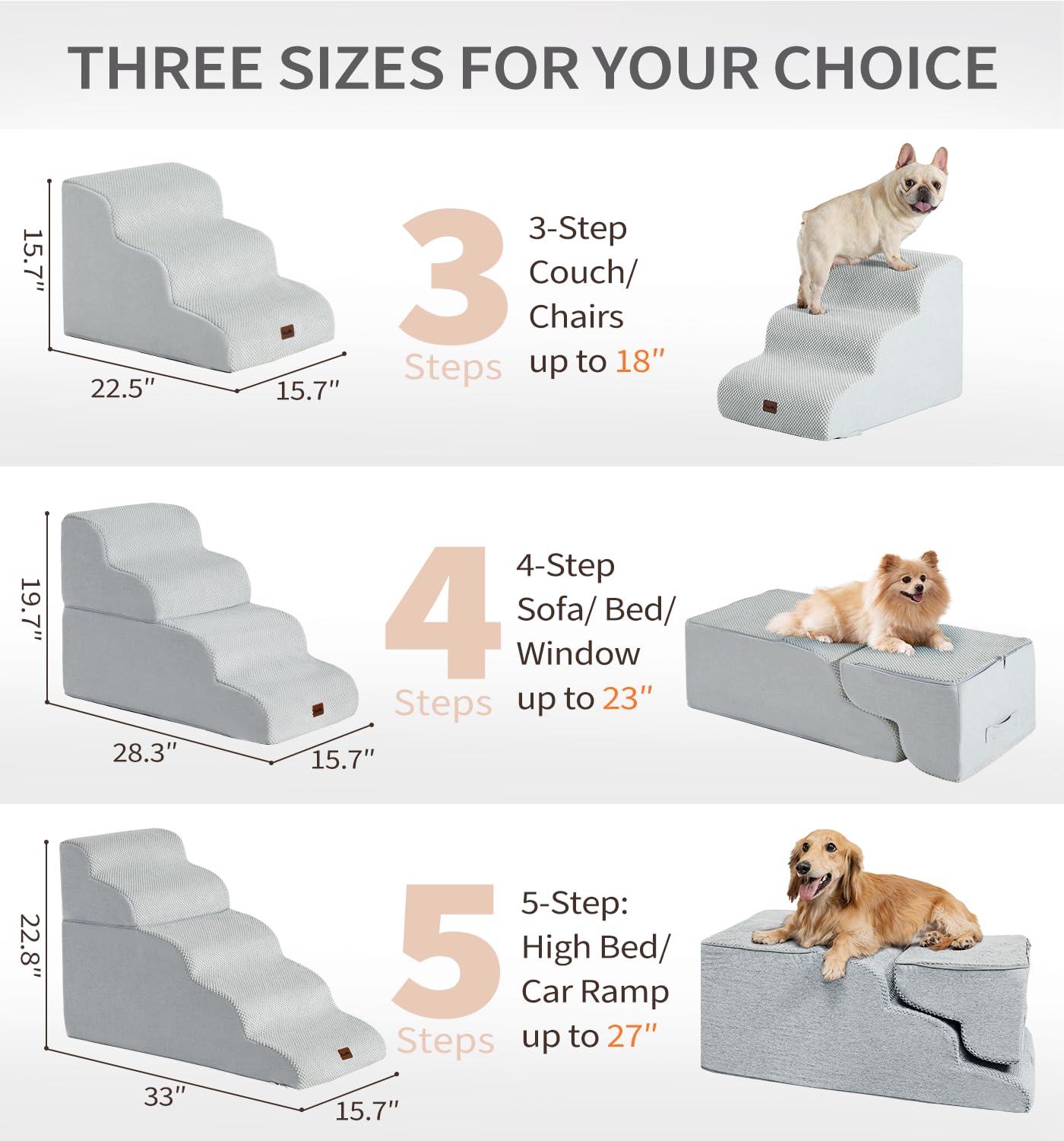 Made4Pets escaleras para perro, cama alta, ideales para mascotas pequeñas.