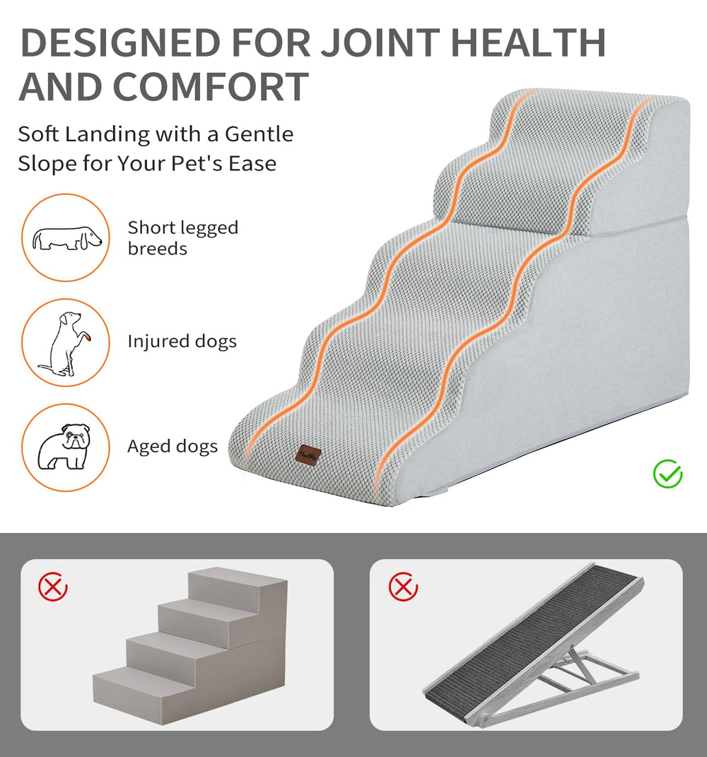 Made4Pets escaleras para perro, cama alta, funda lavable para limpieza fácil.