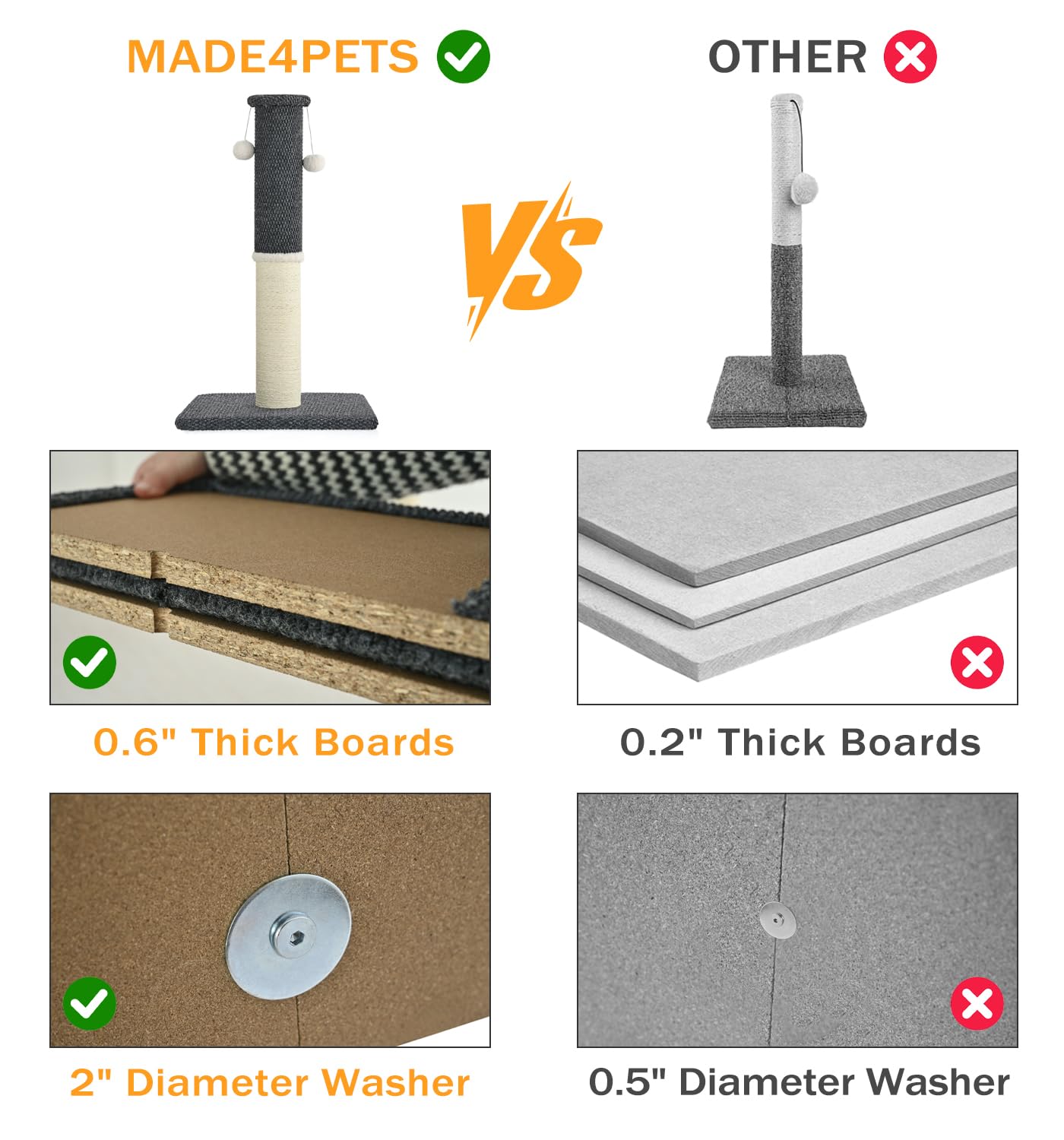 Made4Pets zonas sisal natural para rascar y mantener uñas sanas.