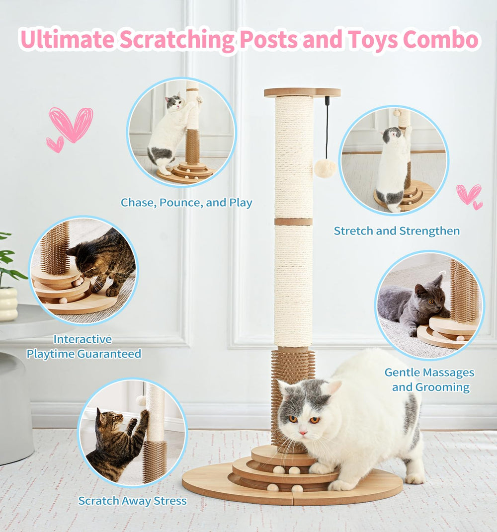 Made4Pets torre gato madera bola carril tres niveles ofrece juego interactivo para gatitos.