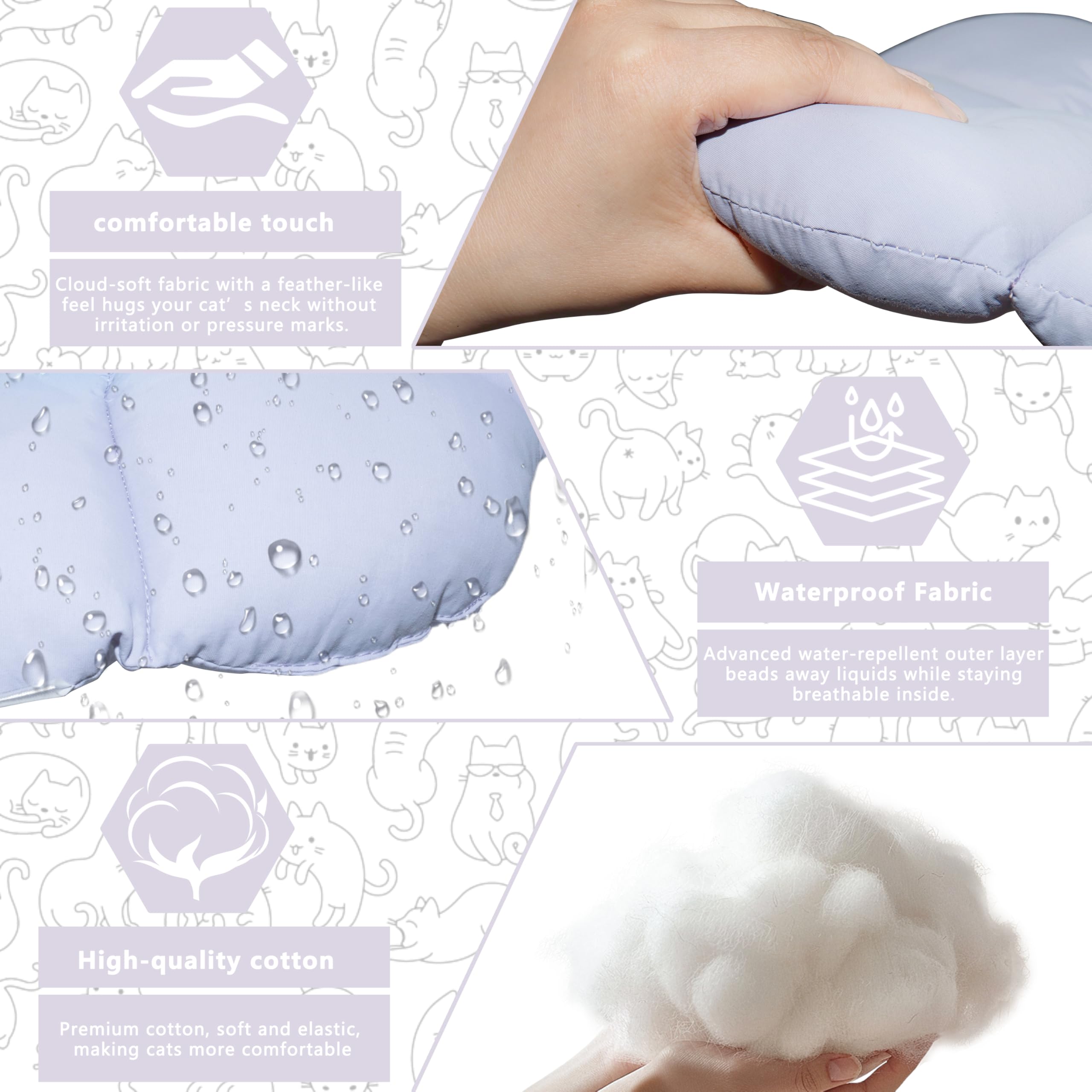 Maiiu collar cono impermeable donut para gatos, mantiene la herida seca