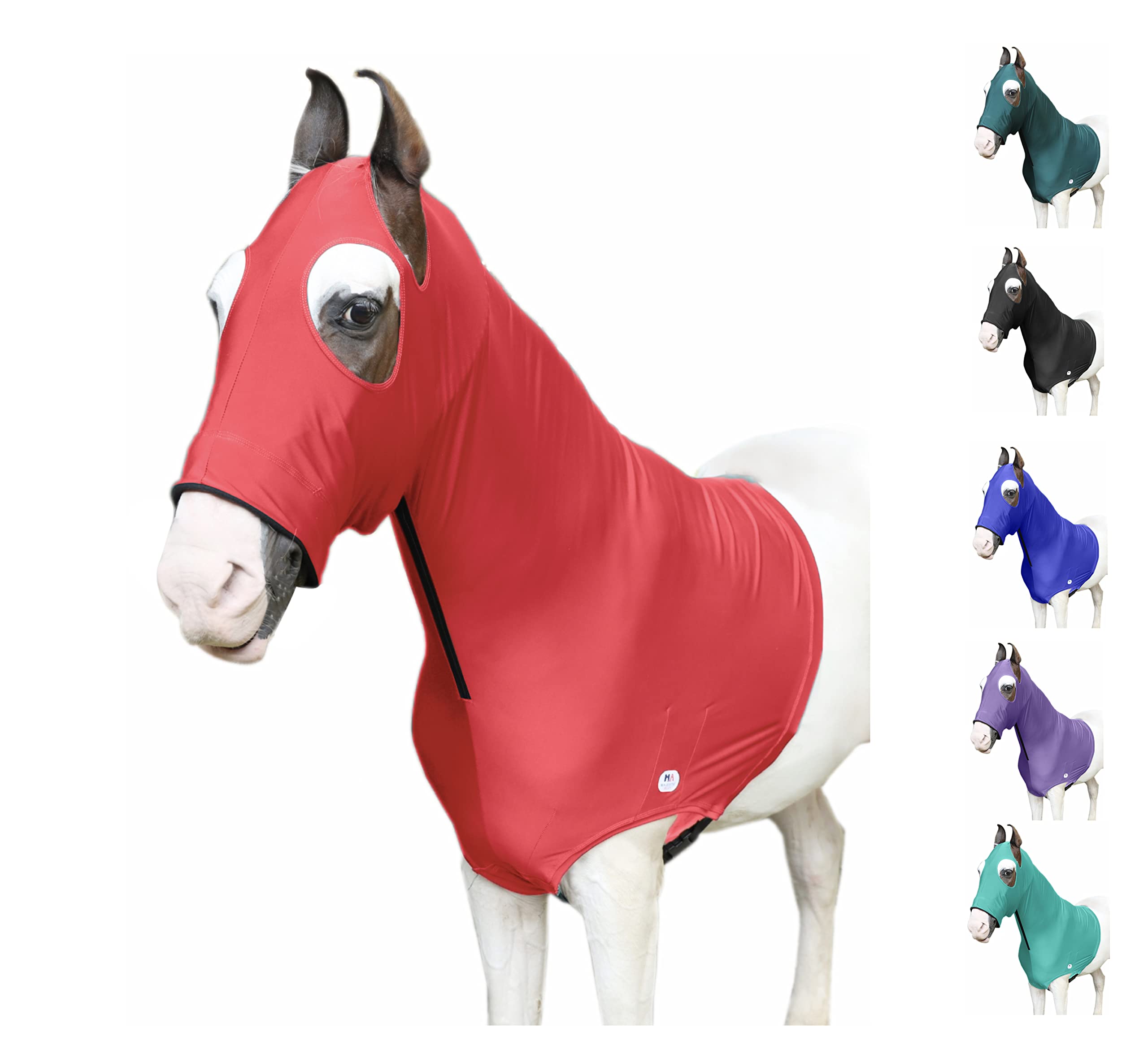 Majestic Ally capucha para caballo con cremallera y spandex para calce cómodo.