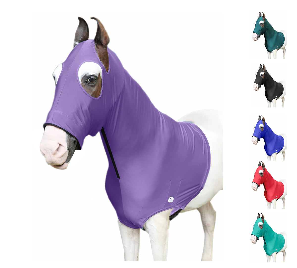 Majestic Ally capucha lycra caballo con cremallera para ajuste cómodo y cálido.
