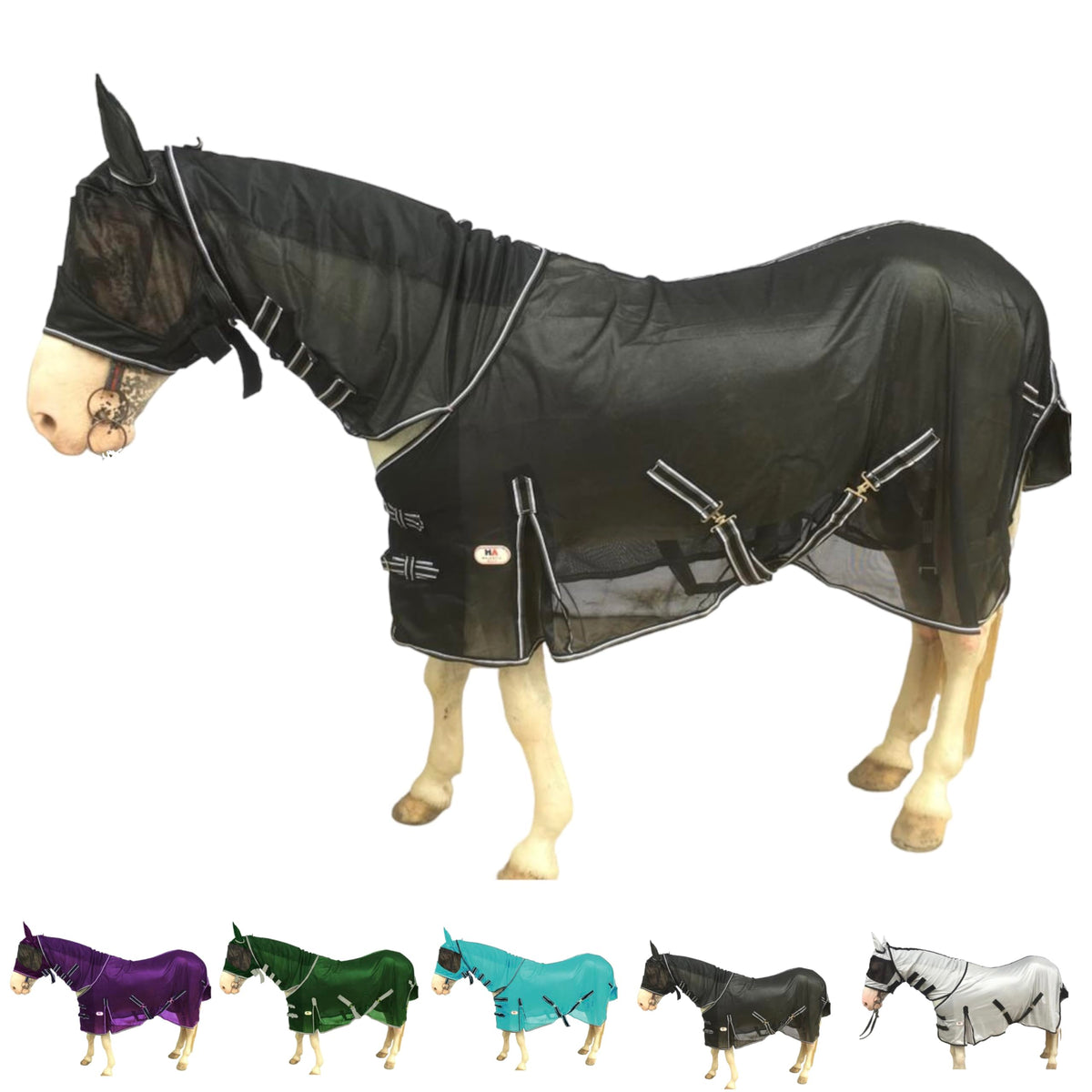 Majestic Ally Horse Fly Sheet con capa de cuello protege contra moscas