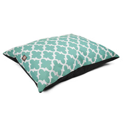Cama Majestic Pet rectangular grande con diseño enrejado azul verdoso para dormir cómodo