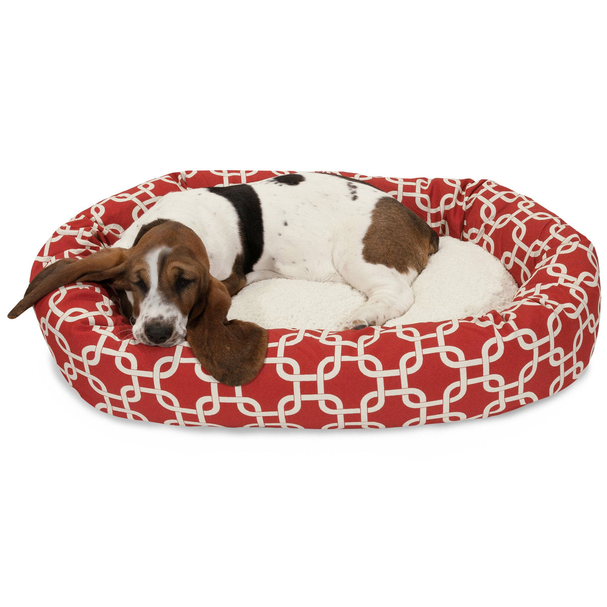 Cama redonda Majestic Pet con Sherpa 32 pulgadas, refugio cómodo para la mascota.