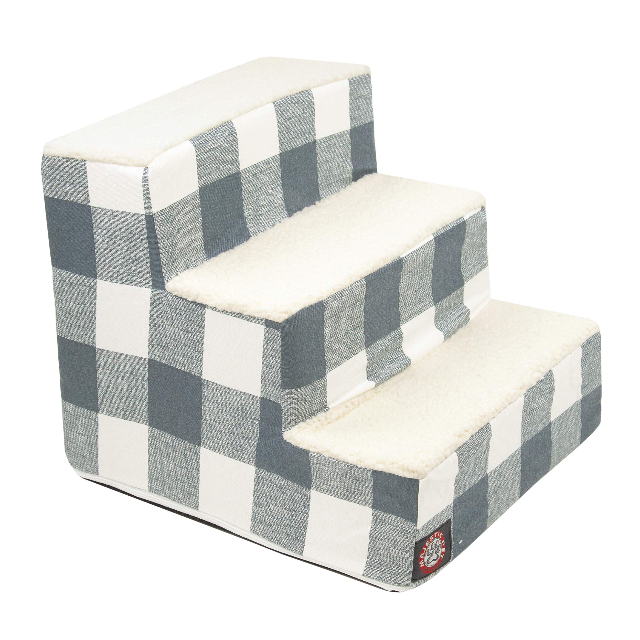 Majestic Pet escalera 3 pasos con forro Sherpa suave para subir a la cama.
