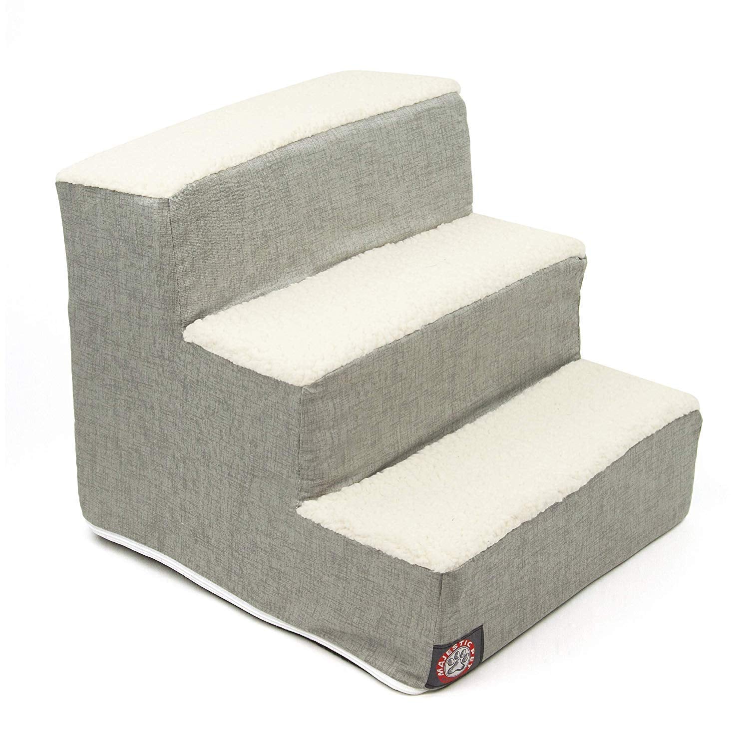 Majestic Pet escalera de tres pasos para perros en cama alta, acceso cómodo y seguro.