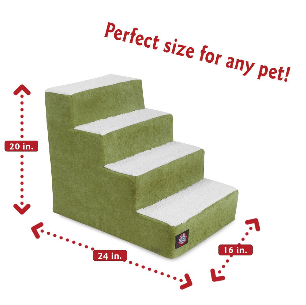 Majestic Pet escalones 4 pasos verde con funda lavable para limpieza rápida