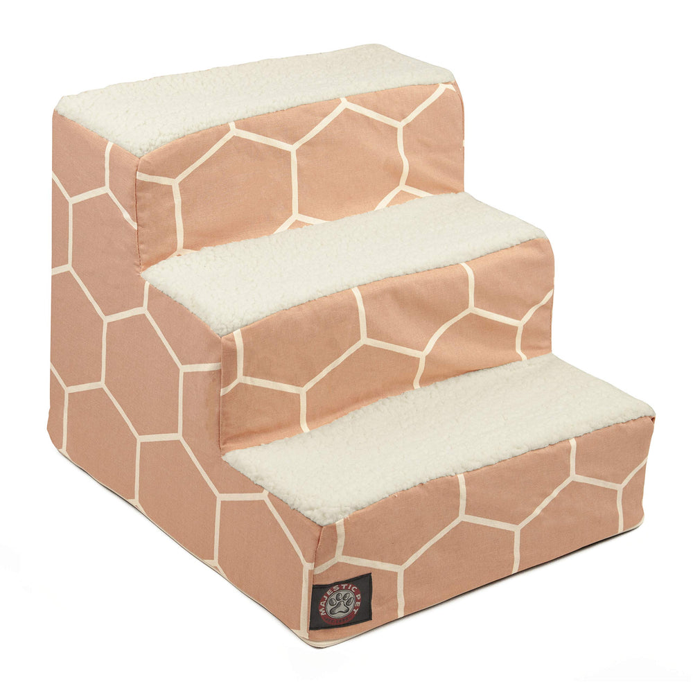 Majestic Pet escalones de tres pasos en rosa hexo facilitan subir a la cama