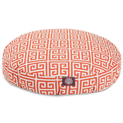 Cama redonda Majestic Pet Orange Towers para interior y exterior, comodidad duradera.