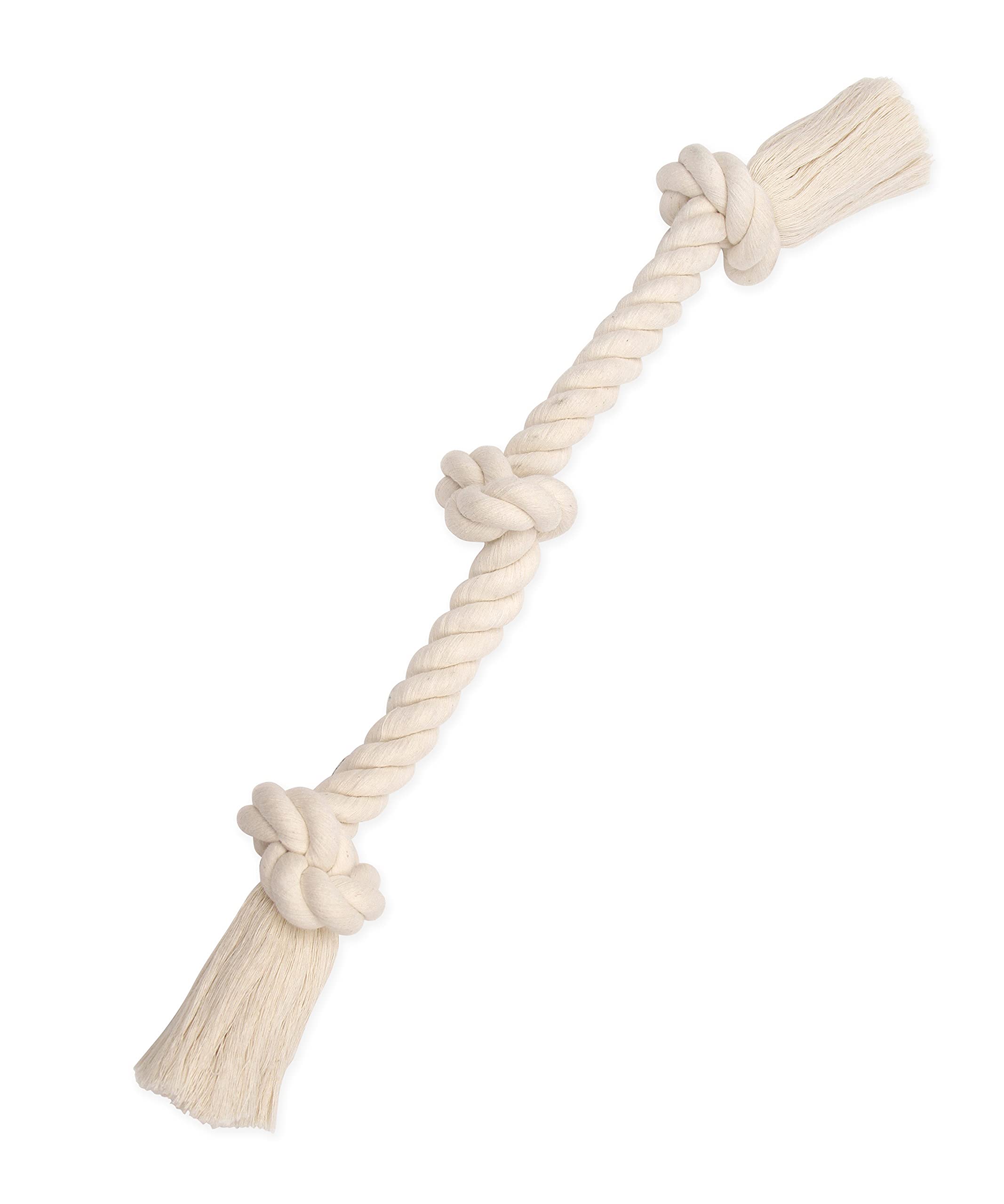 Mammoth Flossy Chews: cuerda de algodón nudo blanco para juego y limpieza suave de dientes
