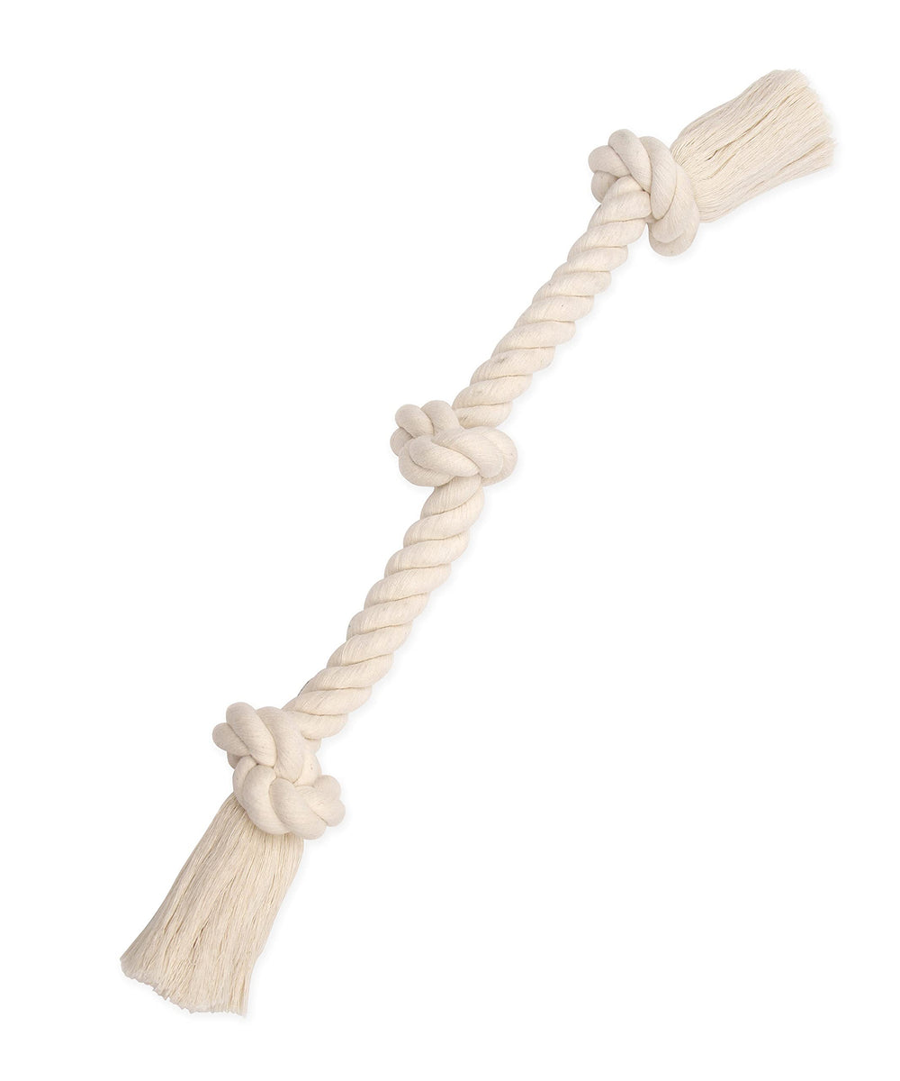 Mammoth Flossy Chews: cuerda de algodón nudo blanco para juego y limpieza suave de dientes