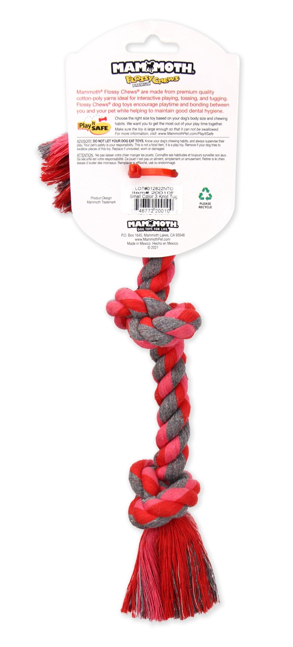 Mammoth Flossy Chews, fibra de algodón, ayuda a limpieza suave al morder