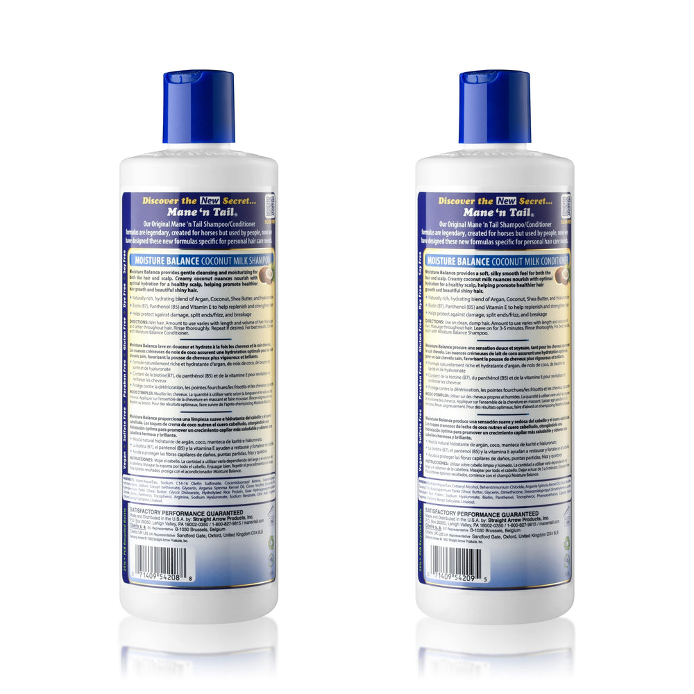 Mane 'n Tail: etiqueta de producto con biotina para fortalecimiento suave.