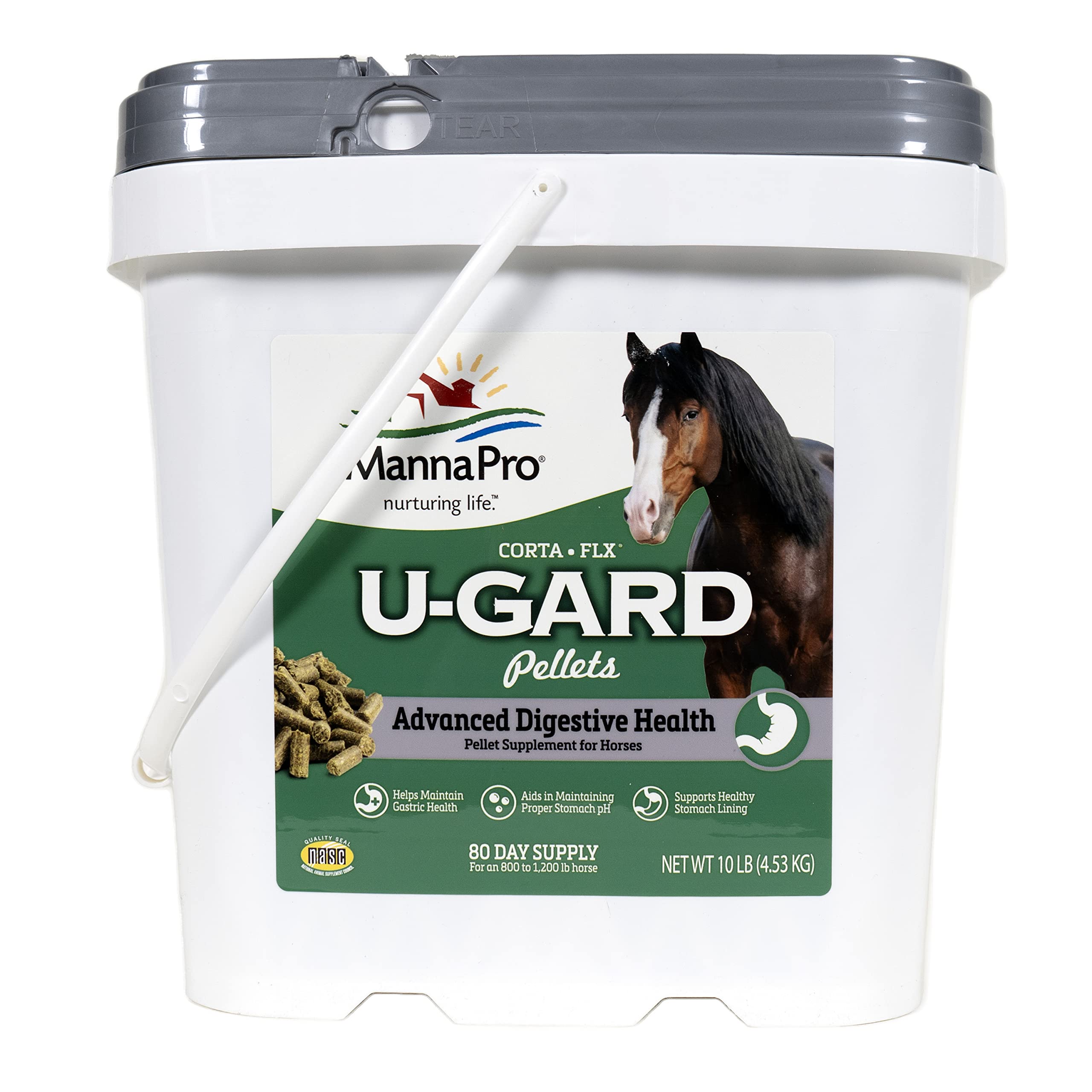 Manna Pro Corta-Flx U-Gard Pellets, bolsa de 10 libras para uso diario en caballos.