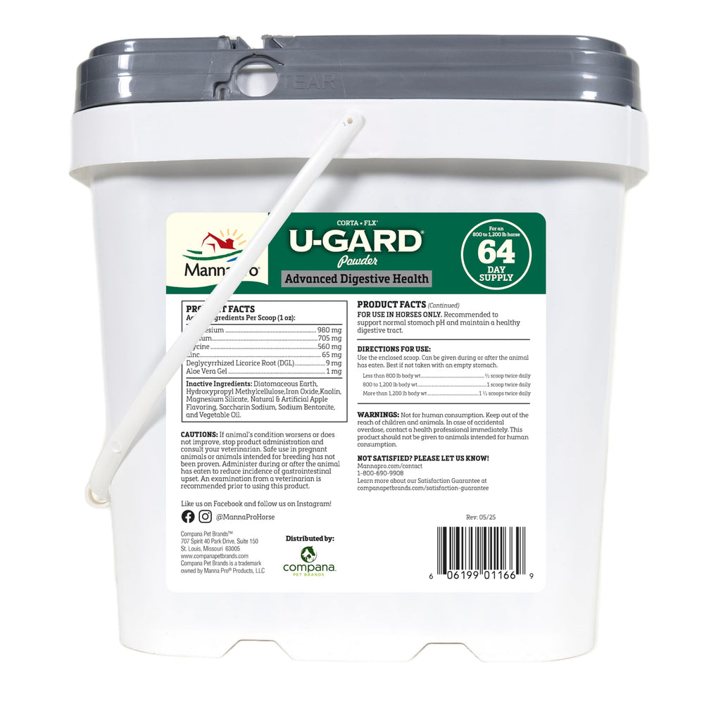 Uso diario de Corta-FLX U-Gard para soporte digestivo equino.