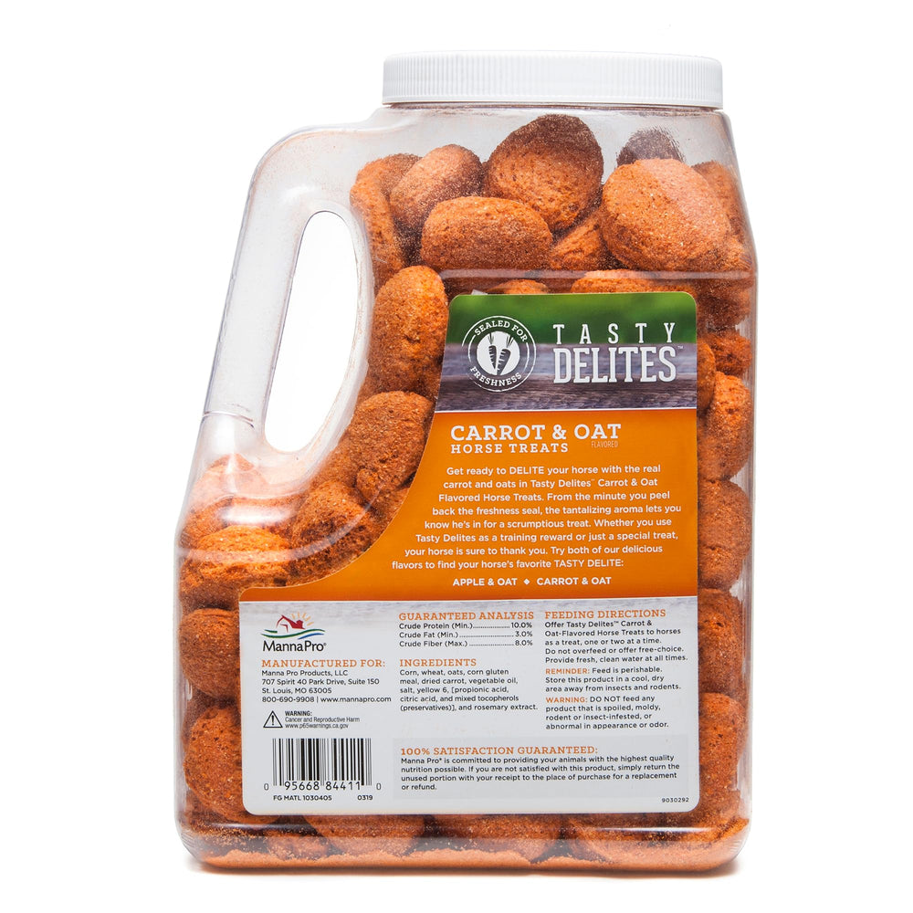 Presentación práctica para establo con Delicias de Zanahoria de Manna Pro