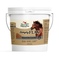 Manna Pro Linaza molida, fuente de omega-3 para pelaje brillante del caballo.