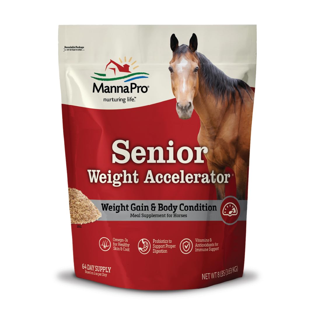 Manna Pro acelerador de peso para caballos senior, bolsa de 8 lb, fácil de dosificar