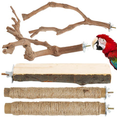 Manoai percha pajaro natural de manzano para jaula ofrece agarre seguro.