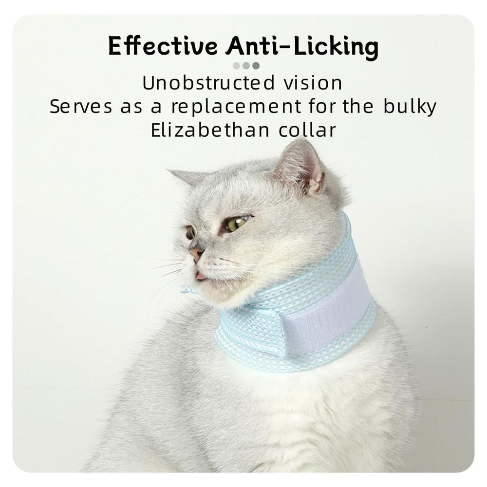MANON ROSA diseño aireado collar Elizabethano para gatos azul, mejora la comodidad.